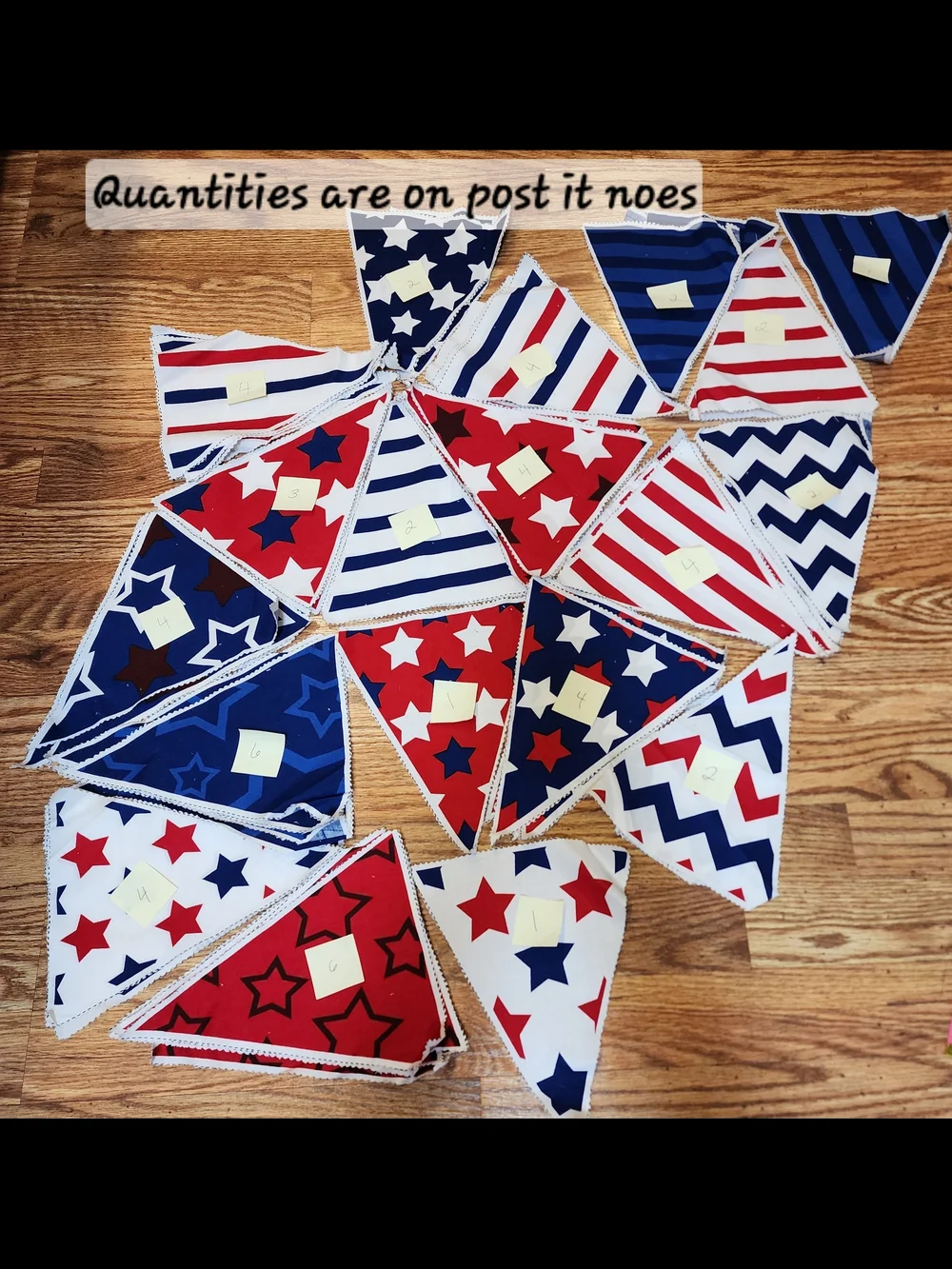 Patriotic Red White Blue Star & Stripe Fabric Pennants To Make Banner